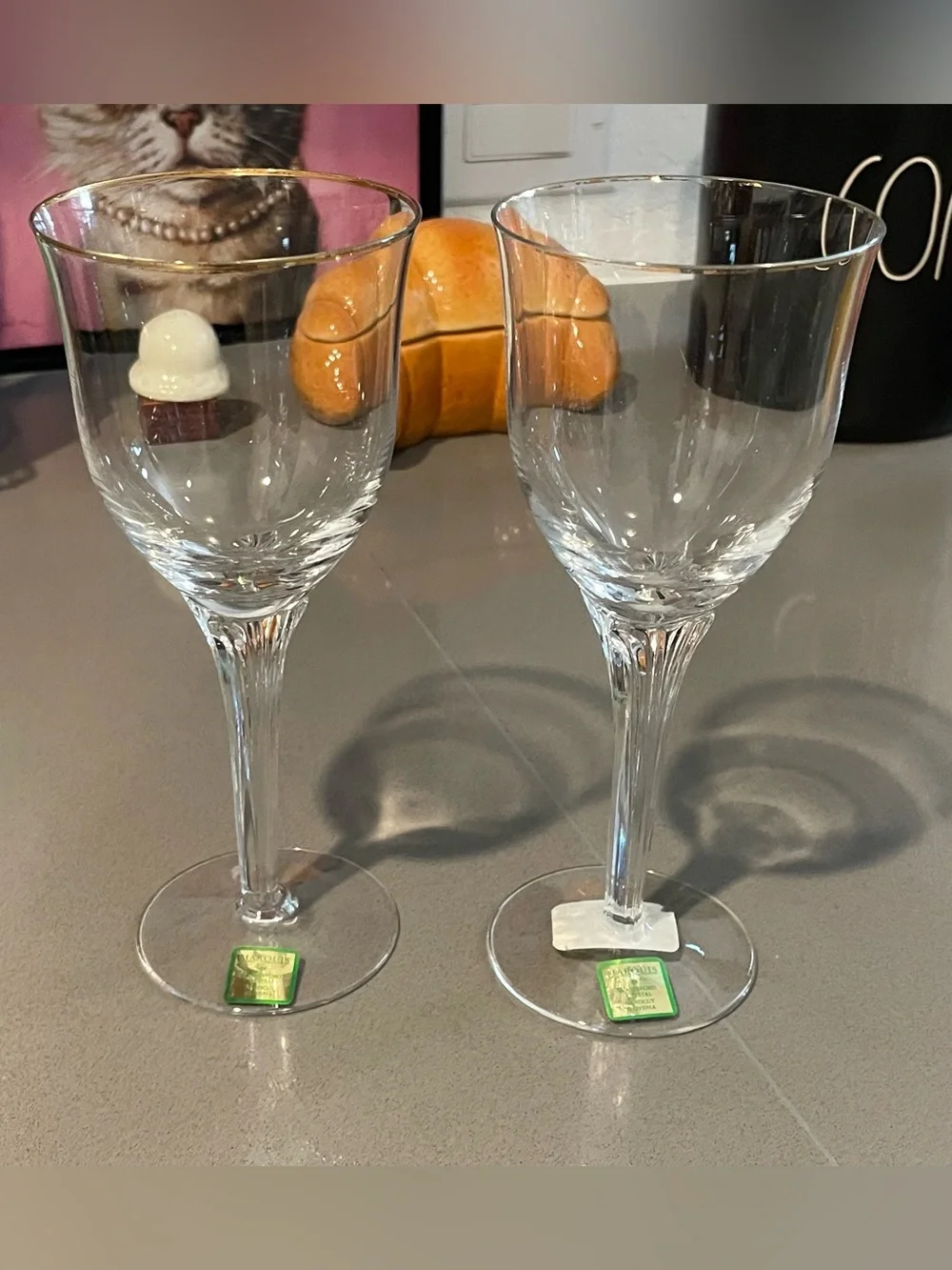Marquis By Waterford Crystal Eternity Gold Wine Glasses, Set of 2.